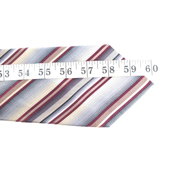 Platinum Designs Men Necktie 100% Silk Handmade Striped Gray Red 60x4 - NWOT - Picture 5 of 5